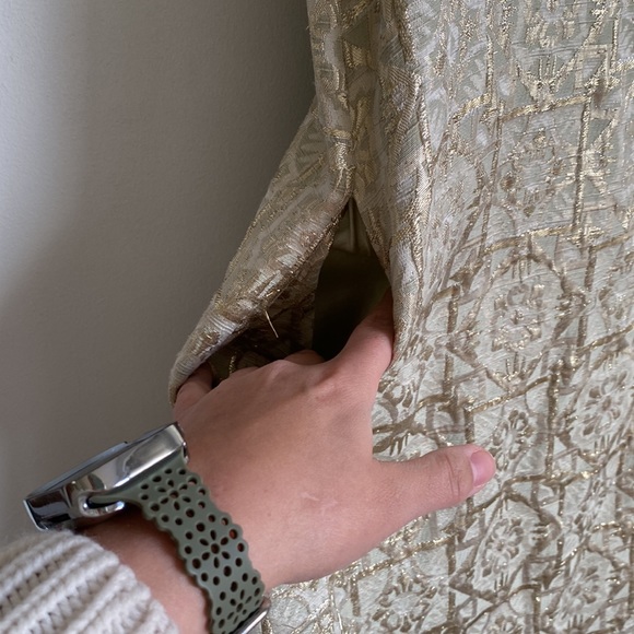 Diane von Furstenberg reno gold metallic shirt dress with pockets - Picture 5 of 17